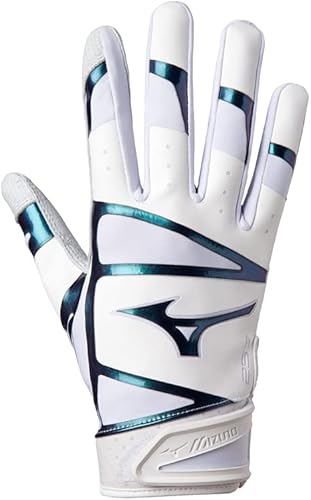 Miniatura 1 de Mizuno F-257 - Guantes de bateo de softbol para mujer, par  Palma de cuero de grano completo  Insertos de malla de aire  Pestaña de muñeca QuikAdjust
