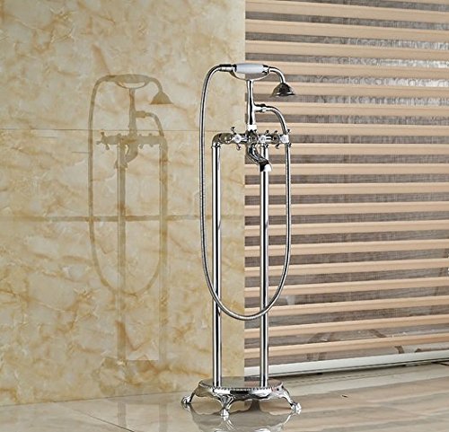 Robinet de salle de bain sur pied GOWE en laiton poli chrome étincelant