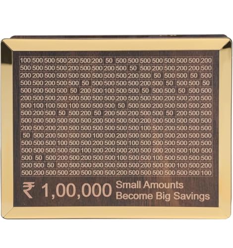 Image of TEKCOOL Chandan Wood Wooden Piggy Bank for Kids & Adults, Coin Box with Carved Design, Savings Box, Mini Bank, Donation Box, Smart Money Box, Wooden Coin Box, Money Saver, Piggy Bank with Numbers (1)'