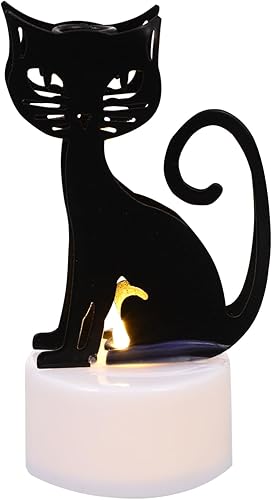 DOITOOL Halloween Lights LED Tea Lights De Bautizo para Niño Lampara De Witch Hat Lamp Light up Cat Decor Halloween Cat Lamp LED Night Lights for