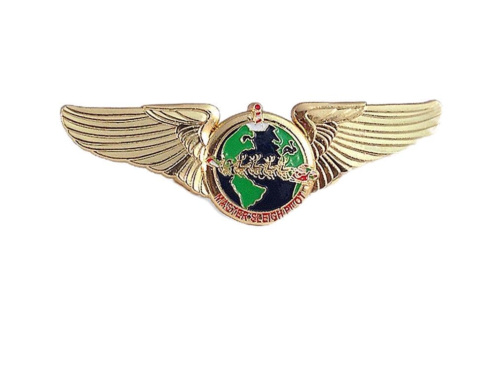 Santa's Master Sleigh Pilot's Wings Pin - Gold, Modern, Unisex