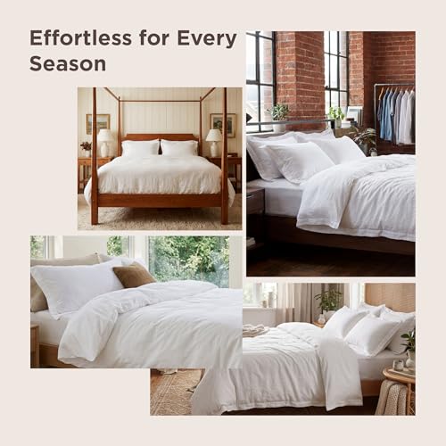 Image of Bedsure Duvet Cover King Size Only - Prewashed Cotton-Like Polyester Extra Soft All Season Bedding, Includes 1 Duvet Cover 104x90 Inches with Zipper Closure, Mineral Blue, Comforter Not Included