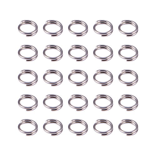 Pandahall 10g / 190 piezas bucles dobles anillos de salto divididos redondos conector de cable para llaveros encanto 304 Color de acero inoxidable 5x1,2mm