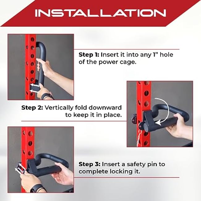 Yes4All 500 LBS Capacity - Dip Bars for 2x2 with 1 Hole Power Cage, Squat Rack Attachments - Multi-Grip Handles Dip Attachment for Dips, Pull Up, Push-up
