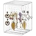 GOLRISEN Porta Gioielli Organizer Trasparente Espositore Orecchini Acrilico Orecchino Espositore Organiser con 192 Fori e 3 Cassetti Verticali per Anelli Orecchini Collana Organizer per Braccialetti