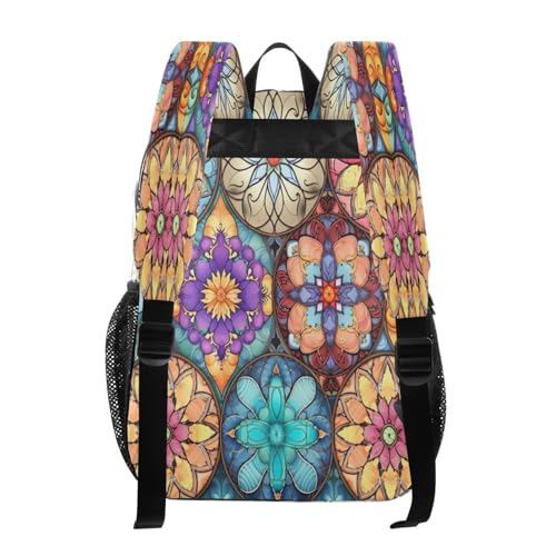 Colorful Oriental Textile Tile Clear Backpack - Stadium Approved Large 15.7-inch Waterproof Transparent Bag for Sports, Concerts, Work, Travel#2723
