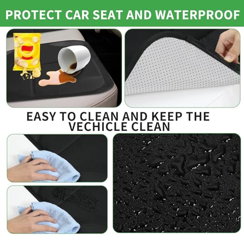 Image of Aurelema 4 Pack Non-slip Car Seat Protector and Backseat Organizer Kick Mat with Tablet Holder, Large Waterproof Car Seat Protector with Storage Pockets for Leather and Fabric