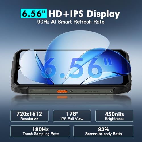 Blackview Rock 1 Android 16 Outdoor Handy ohne Vertrag 4G, 24GB+256GB, 15000mAh Outdoor Smartphone, 6.56" HD+ Dual Pantalla, 20MP+16MP, IP68 Wasserdicht Baustellenhandy, Gemini AI, NFC, OTG, Schwarz – Bild 6