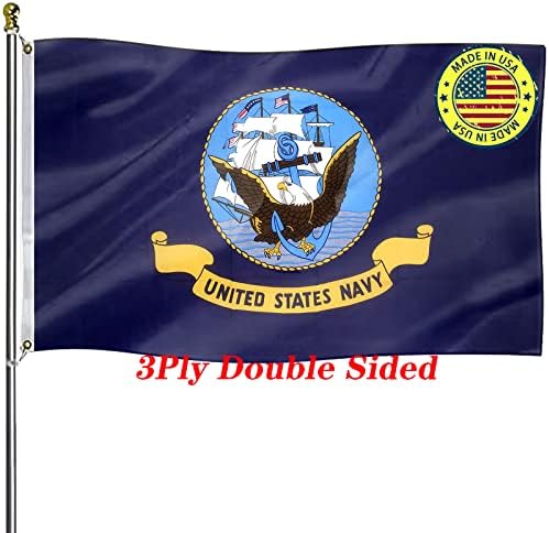 Navy Flags 3x5 Outdoor Double Sided,3 Ply 200D Polyester Heavy Duty US Navy Military Flag Waterproof and Fade Resistant with Strong Oxford Cloth Header and 2 Brass Grommets Very Durable