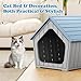 LHBcraft Cat House Outdoor Indoor, Sturdy Waterproof Plastic Cat House for Small to Medium Sized Cats, Resin Cat Shelter with Air Vents, Easy Clean and Assemble, Grey (Blue-22.4