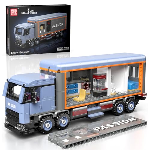 Mould King 24071 Klemmbausteine LKW Modellbausatz Bausteine Container LKW Wohnmobil Bausatz MOC Sammelmodell Geschenke für Erwachsene (615 Teile)