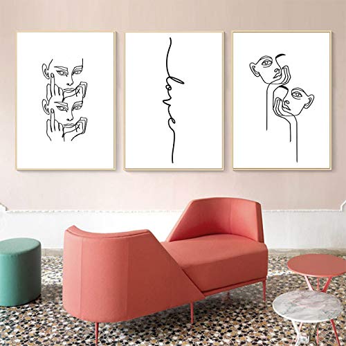 Peinture Ligne Visage Amour KEBIA pour une Ambiance Salon Apaisante