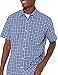 Amazon Essentials Men's Regular-Fit Short-Sleeve Poplin Shirt, Navy Plaid, X-Large