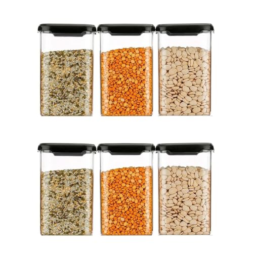 Image of Airtight Plastic Square Container Set for Kitchen Storage Masala Box,Fridge & Pantry Storage,Dishwasher Safe,pulses, cereals,dry fruits,coffee Unbreakable & Space-Saving | (Pack 6-1500 ml)
