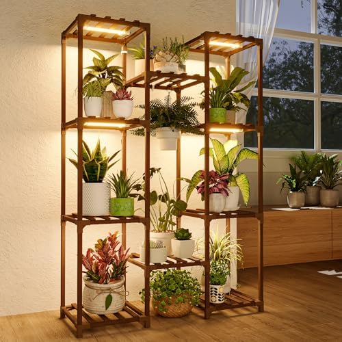 Bamworld Plant Stand with Grow Light Plant Shelf for Mutiple Pots...