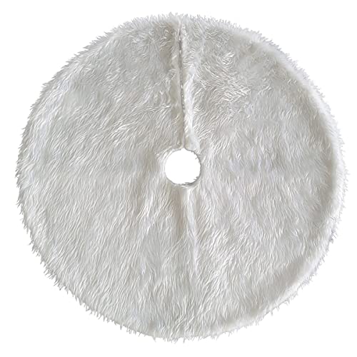 Jupe de Sapin de Noël, Blanc Peluche Neige de Noël Tapis, Tapis de Sapin Christmas Tree Skirt pour Fête de Noël Vacances Décoration 78cm Cover