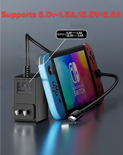 Miniatura 2 de Adaptador de CA de repuesto y cable HDMI compatible con el nuevo interruptor 5V-1.5A 15V 2.6A