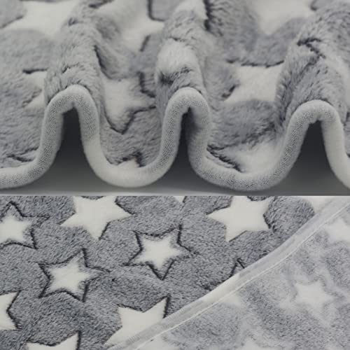 Image of 1 Pack 3 Puppy Blankets Cat Dog Blankets Super Soft Warm Sleep Mat Grey Star Cute Print Blanket Fluffy Fleece Pet Blanket Flannel Throw for Small Dogs Puppy Dogs Cats Large(40 inchx30 inch)