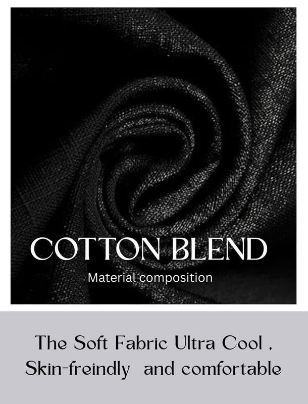 Image of DEEMOON Men's Cotton Blend Solid Regular Fit Full Sleeve Short Kurta | Men's Trendy Short Kurta