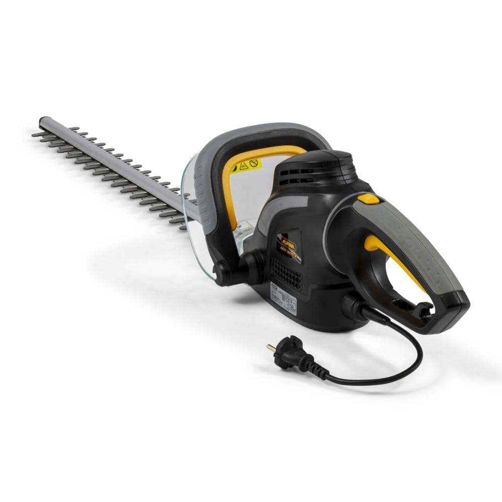 Alpina Cortasetos eléctrico AHT 500 E, Espacio entre dientes 16 mm, Cuchillas de doble corte de 50 cm, Motor eléctrico de 500 W, Empuñadura giratoria (5 posiciones), Cubrecuchillas incluido