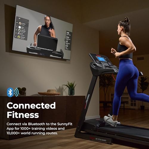 Image of Sunny Health & Fitness Folding Treadmill with 12% Auto Incline & Bluetooth
