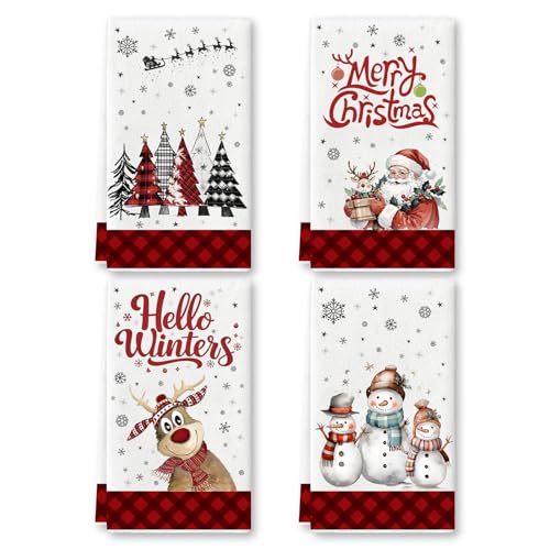 DTXYBC 4 Stück Weihnachten Geschirrtücher, Geschirrtuch Weihnachten...