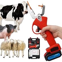 Ear Tag Pliers,Cordless Electric Ear Tag Plier, Strong Springback Force Ear Tag Puncher with 2 Batteries, Sheep Goat Livestock Ear Tag Plier Animal Ear Tag Applicator,Red