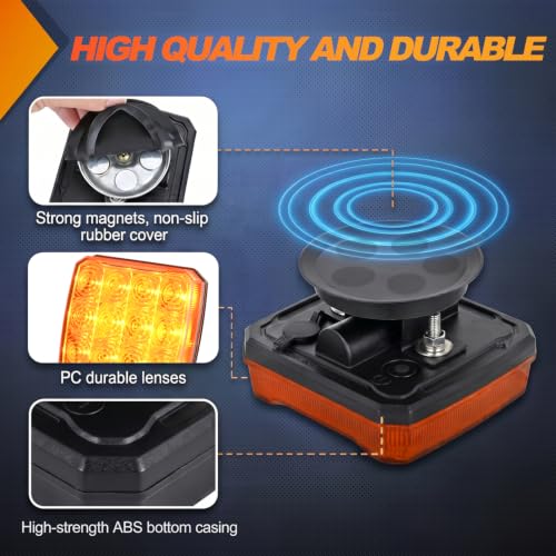 Image of Nilight Magnetic Strobe Lights 2PCS Amber 12 LED Rechargeable Warning | 18 Flash Patterns Waterproof Wireless Emergency Hazard Beacon for Trucks Trailers Snow Plows Buses Cars