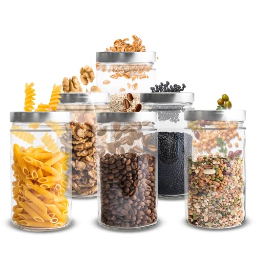 Pureganic® Lot de 6 pots à confiture, 720 ml chacun, à couvercle à visser DTO, diamètre : 82 mm, idéaux comme bocaux de provisions, de service, de conserve, et bien plus encore, standard