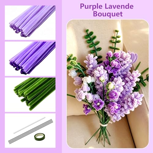 1000Pcs Pipe Cleaner Flower Craft Kit, 18 Colors Chenille Stems Craft Supplies with Complete Accessories & Tutorials, Bendable Fluffy Pipe Cleaners for DIY Handmade Bouquet, Parent-Craft Activity - Image 6