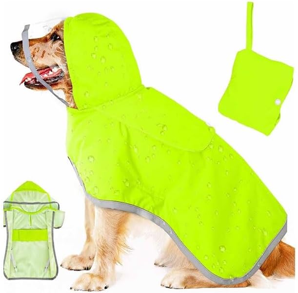 Reflective Pet Raincoat with Adjustable Hood | Dog Waterproof Clothing Tent for Outdoor Use