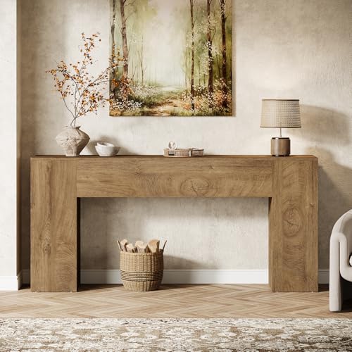 Image of Tribesigns 71-Inch Long Console Table for Entryway, Farmhouse Sofa Console Behind Couch, Entry Table for Hallway, Foyer, Living Room, Burlywood
