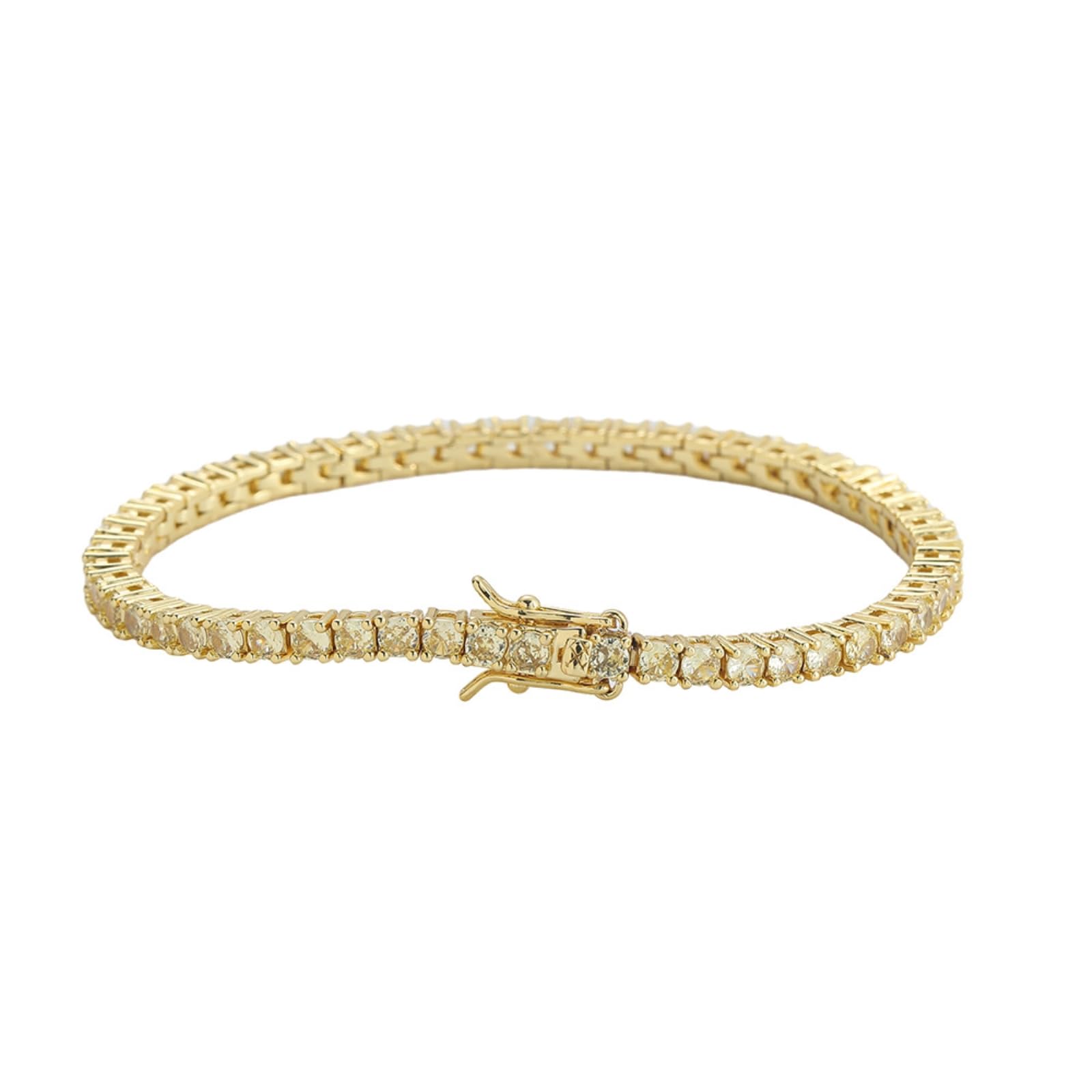 Gyios Tennis Bracelets For Women 3mm Gold Cz Bracelet Men Women, Copper Plated Zircon Hip Hop Bracelet, 16 17 18cm Unisex Gift-gold-17cm