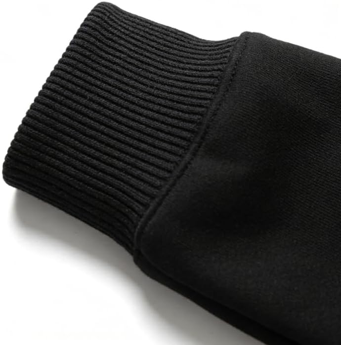 Men's Solid Color Fleece Lined Thickened Crew Neck Pullover Sweatshirt Fall Winter Long Sleeve Casual Base Layer T-Shirt