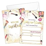 EUFJDKSL Spa Makeup Birthday Party Invitation Cards for Girls Teens, Party Celebration for Kids, Glamorous Party, Manicure Spa Party Celebration, Spa Party Invites 20 Cards with Envelopes - HiMo357