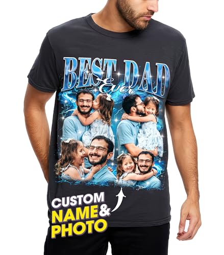 Mit & Mia Custom Shirt for Dad Custom Shirt with Photos Fathers Day Christmas Shirt Custom Bootleg Rap Tee Vintage Shirt
