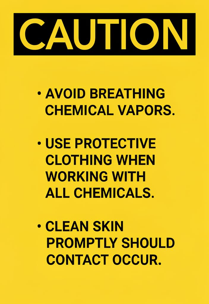 peiyeety CAUTION Chemical Safety Tin Sign 12x8 Inch, Yellow & Black Metal Wall Decor Poster for Workshop, Garage, Lab, Industrial Area, Safety Reminder Gift