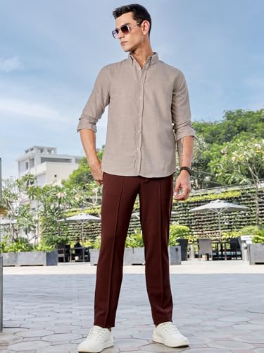 Image of Thomas Scott Men's | Solid | Long Sleeve | Polyster Blend | Casual | Button Down Collar | Shirts for Men