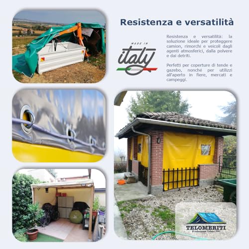Telomeriti® - Telo/Telone In Pvc 650Gr/Mq Con Occhielli In Alluminio, Rinforzato, Tipo Da Camion, Impermeabile, Copritutto Da Esterno, Vari Colori, Made In Italy (Grigio, 3X6 Metri (18 Mq)) - 4