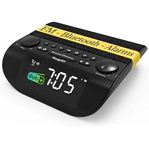 UP-Pro Bedside Alarm Radio, DAB& Bluetooth, 90dB Alarm | Dual alarm, snooze, white noise, sleep timer, large dimmable display, stereo speakers, sleek black finish