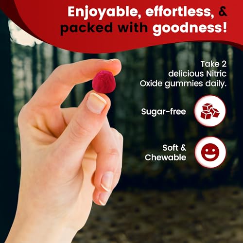 Image of Holistic Hercules Nitric Oxide Gummies - Nitric Oxide Supplements for Men - Sugar-Free Beet Root & Cherry Chews for Energy & Circulation - Supports Heart Health & Blood Flow - Vegan, Non-GMO, 30 Count