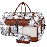 Garment Duffel Bag for Travel - Convertible Carry on Garment Duffel Travel Bag for Women Men Large Weekender Bag with Shoes Pouch 2 in 1 Hanging Suit Travel Duffel Bag 3pcs Set