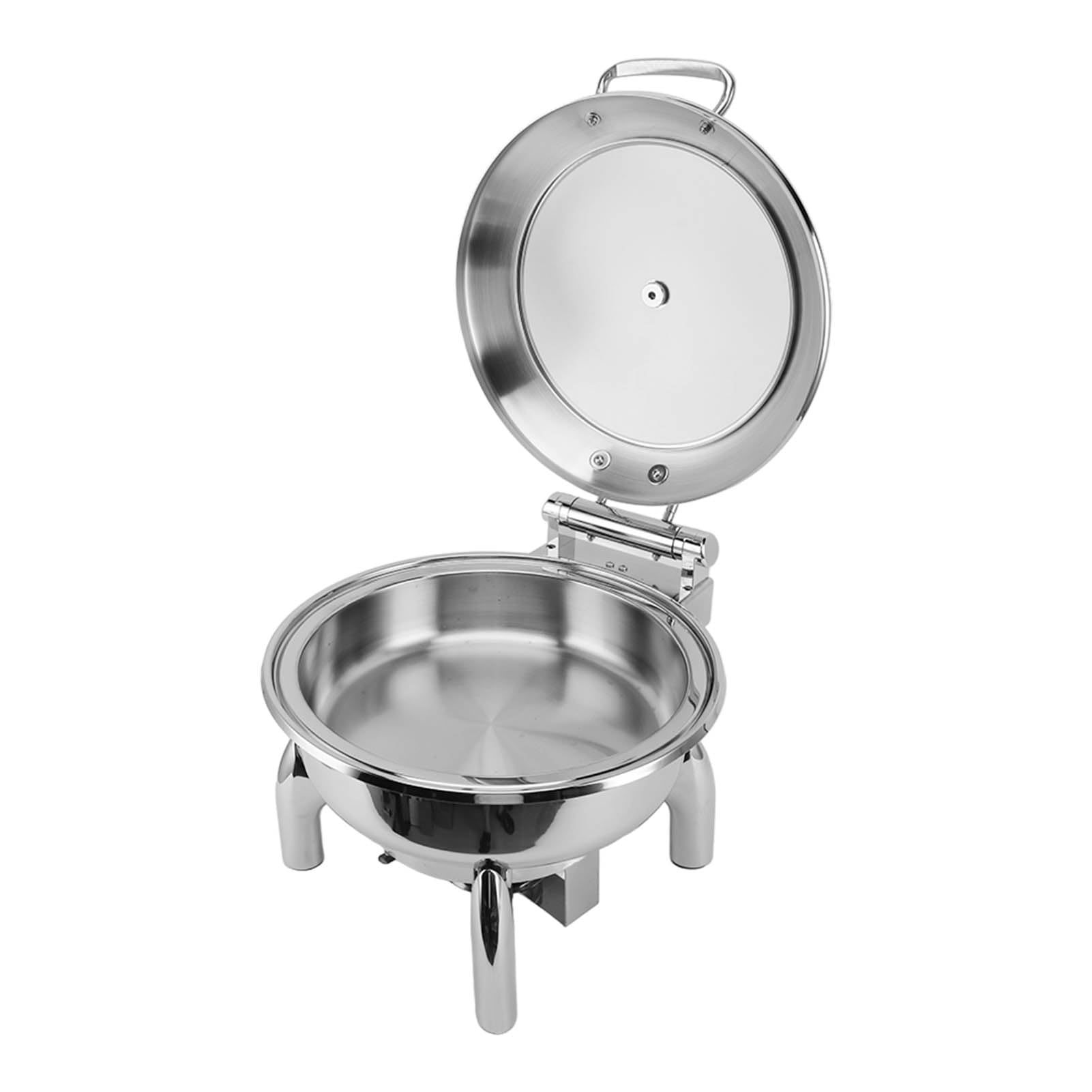 Ejoyous Juego de Buffet de Chafing Dish Redondo de 4,5 L, Chafing Dish de Acero Inoxidable con Tapa de Vidrio Visible, Cierre Suave Hidráulico, Retención de Calor, para Hoteles, Fiestas, Banquetes,