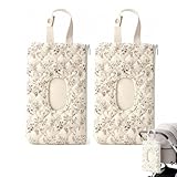 2PCS Quilted Baby Wipe Holder, Portable Refillable Diaper & Wipes Pouch with Lanyard, Quilted Reusable Bag for Travel Mommy Bag