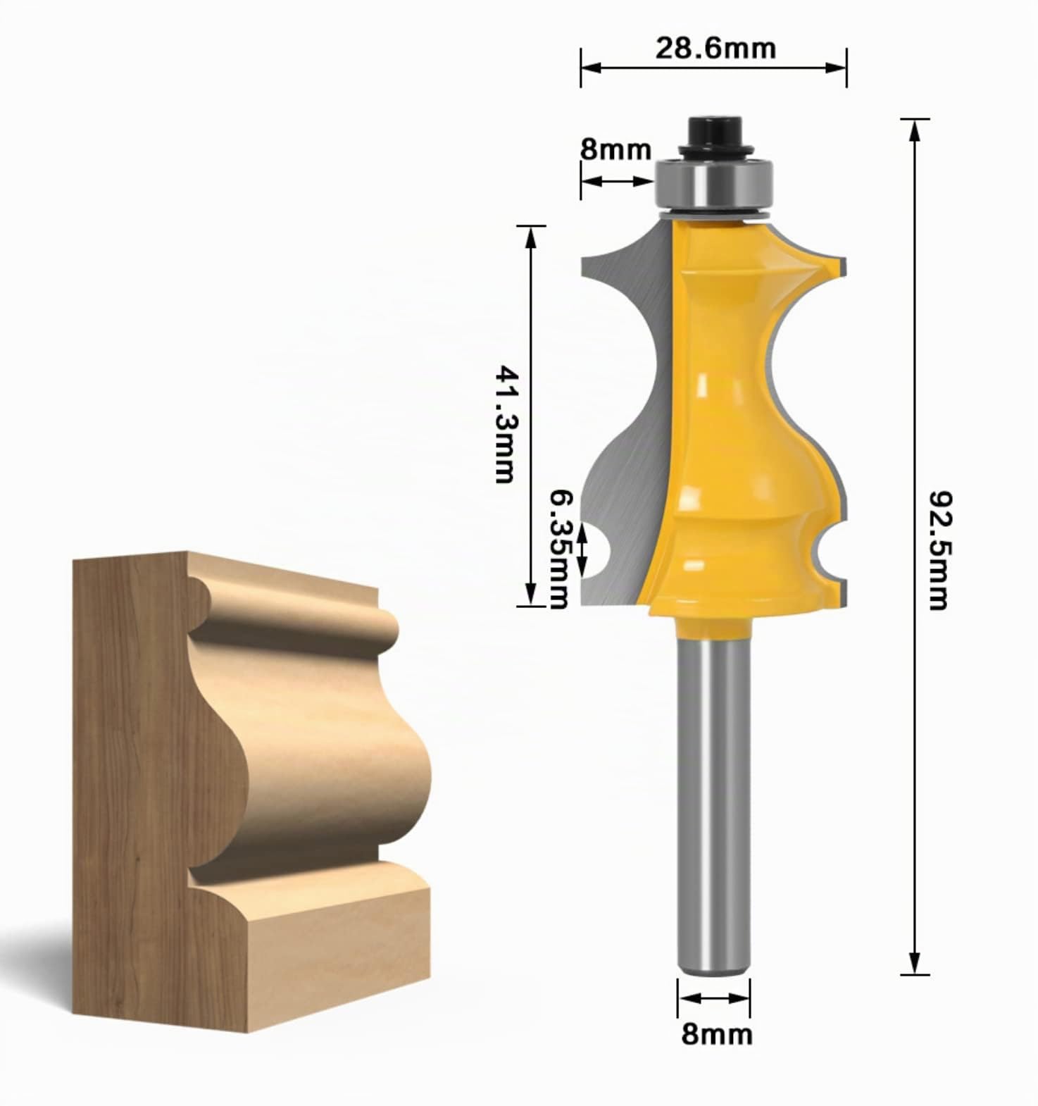 APlus Juego de fresas de moldura arquitectónica de 8 mm, fresas de perfil para carpintería, fresas para fresadora de madera para recortes de madera, estilo de líneas [3 piezas]