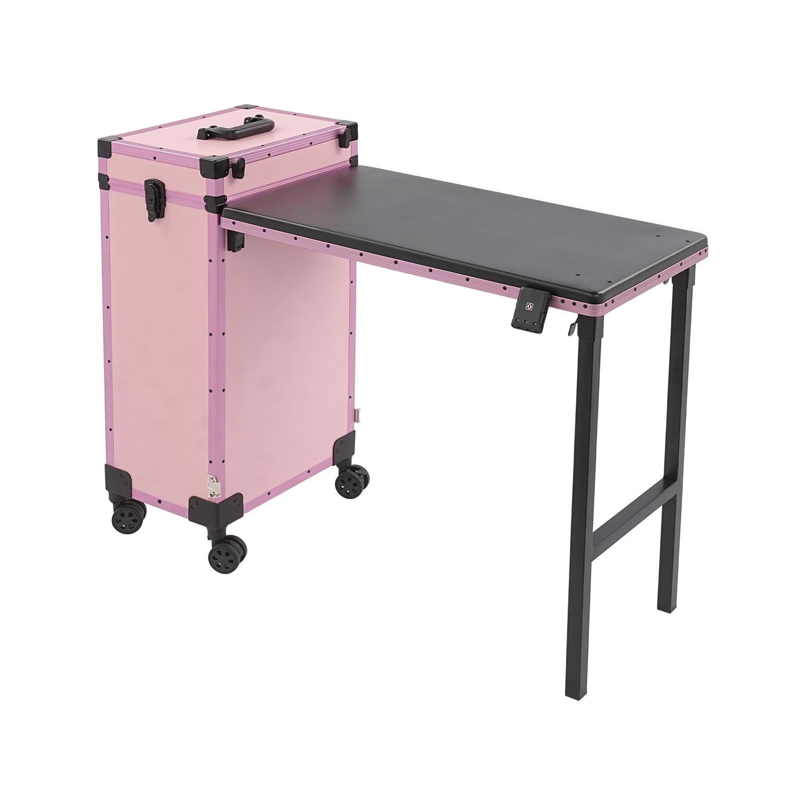 Walizka na kosmetyki na kółkach z 3 szufladami i lustrem LED | Walizka na kosmetyki, nośność 50 kg, Bluetooth, walizka fryzjerska, dla fryzjerów, wizażystów, manicure, toaletki