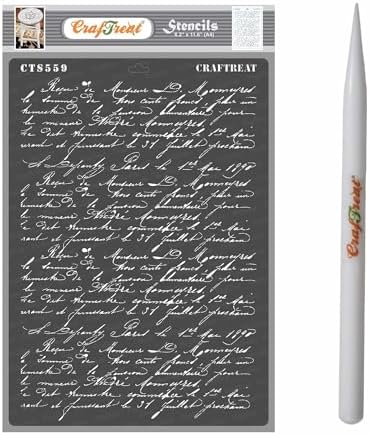 CrafTreat Craft Bundle: French Writing Stencil (A4) and Teflon Pencil Bone Folder - Reusable Stencil for Painting Letters and Ergonomic Scoring Tool for Paper Crafting image 5