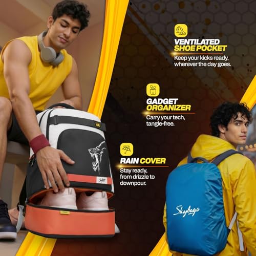 Image of Skybags Namma 16.5 inch Compatible Laptop Backpack 40L | 2 Compartments with Quick-Access Front Pocket & Rain Cover | Tablet Sleeve & Side Bottle Pocket | CSK Travel Backpack for Men & Women