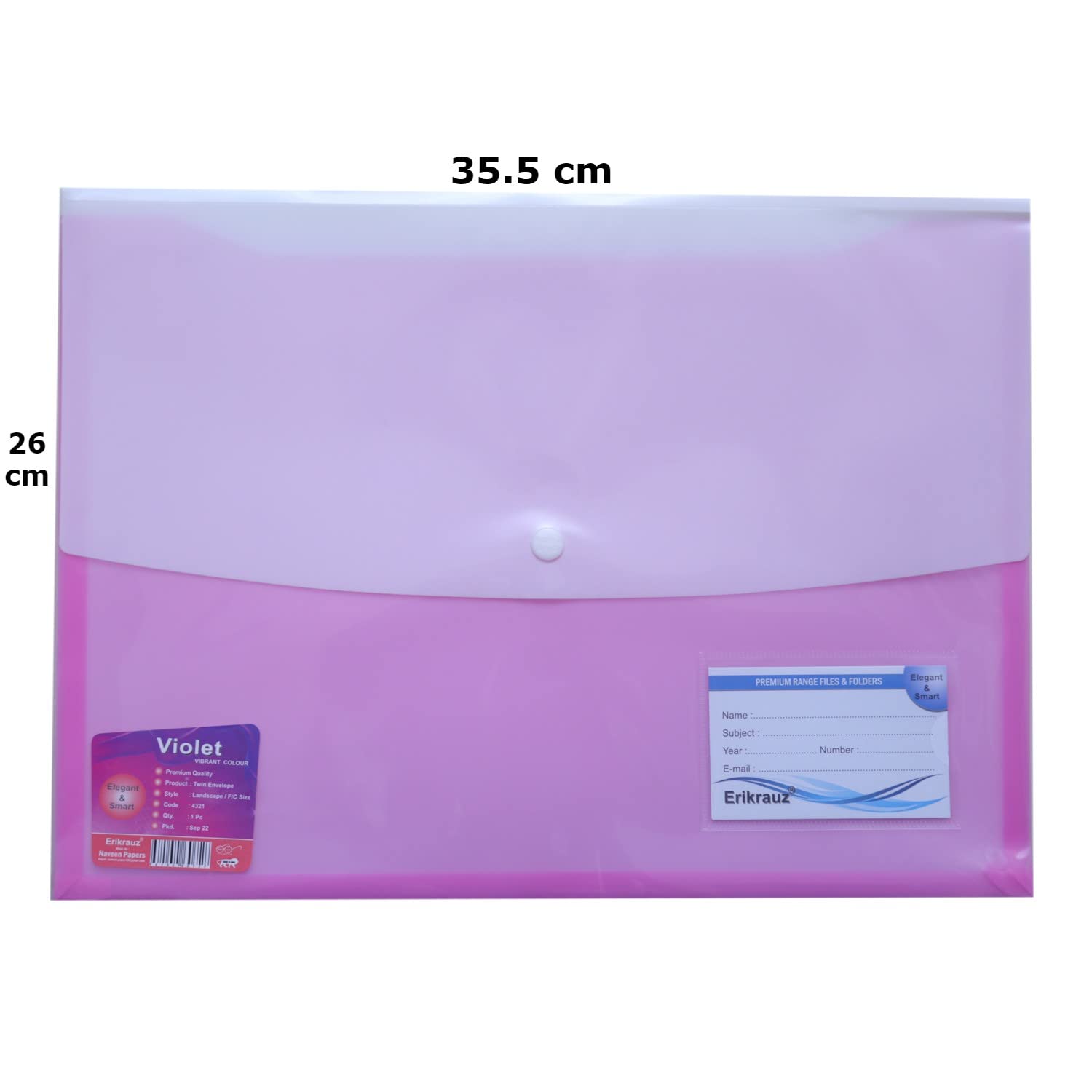 A4/Legal Heavy Duty Premium Twin Double Pocket Document File Folder with Snap Button Closure, Clear Envelope Organizer Storage Bag for Office, School & Home Use - Set of 4 1