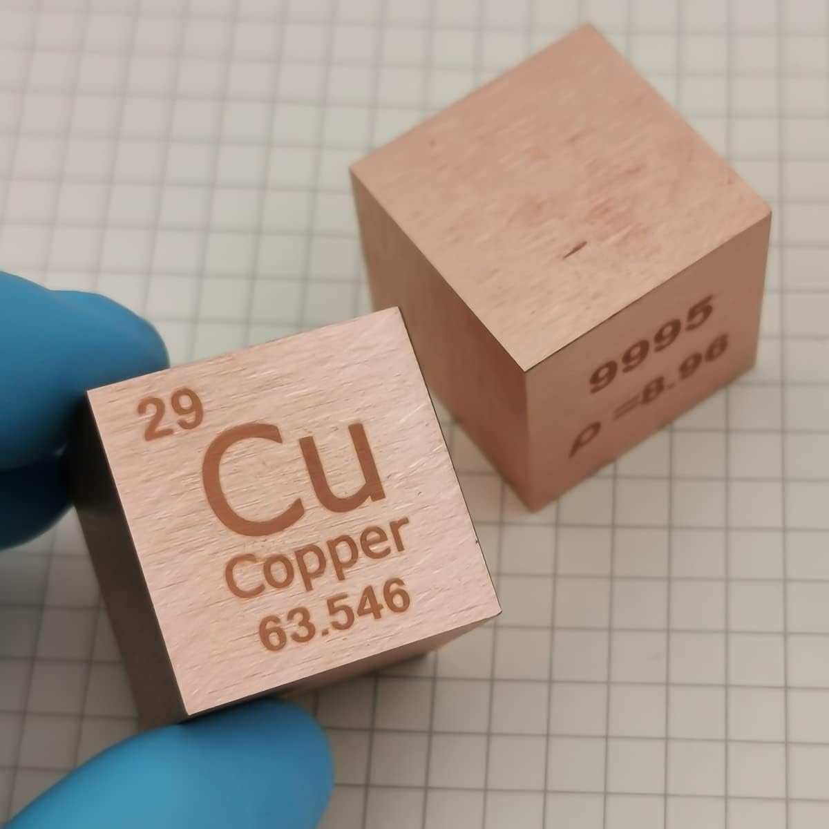 Copper (Cu) Density Cube, Laboratory-Grade Accurate Over 99.9% High-Purity, Used for Laboratory Experiment Materials, Personal Hobbies and Collections(Size:1",Color:Matte)